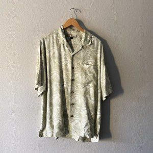 Tommy Bahama Green Floral Wooden Button Up
